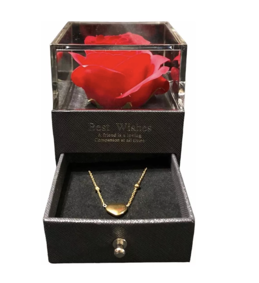 Rosa Eterna y Collar con Alhajero  XQ-260