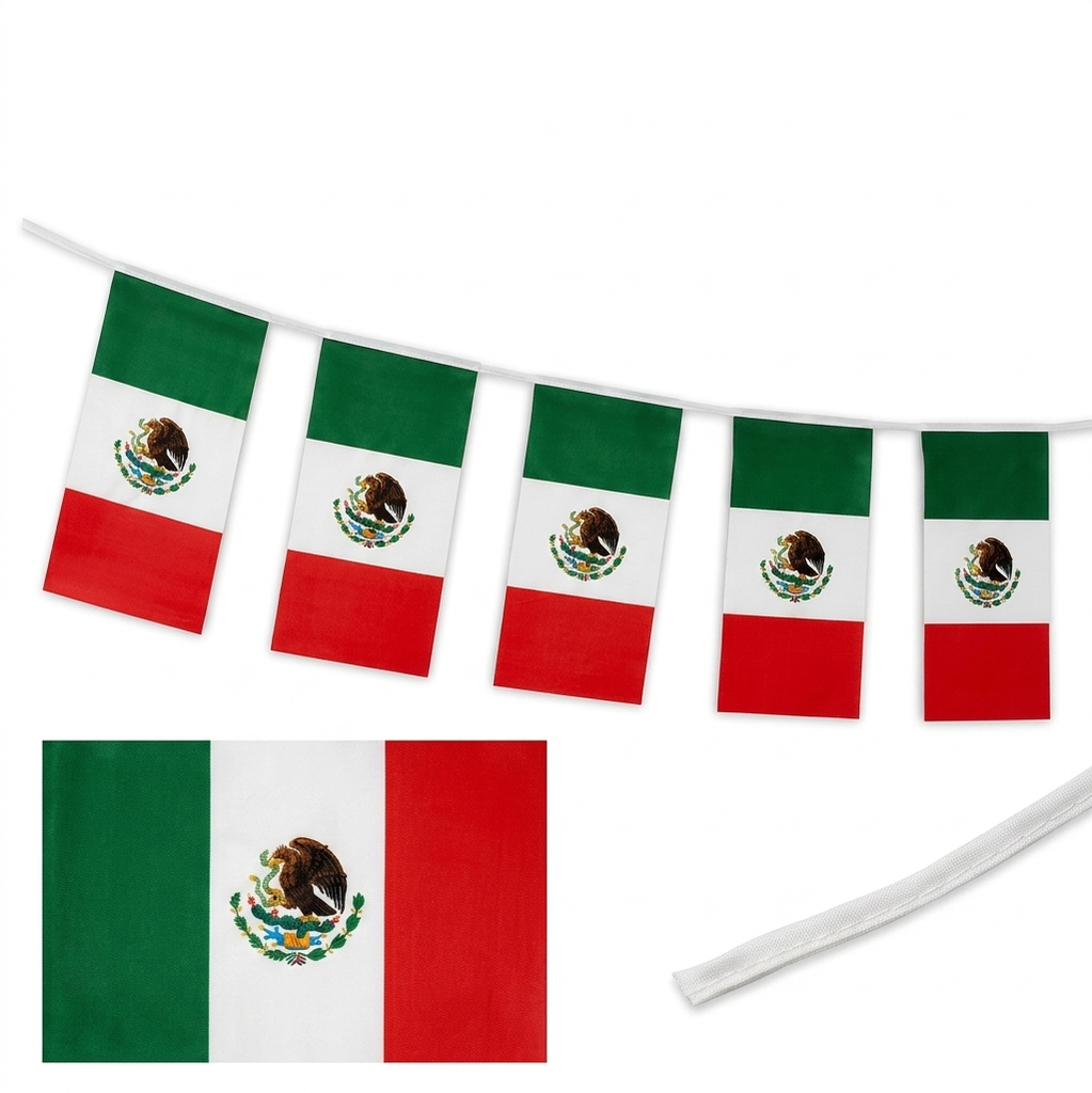 Cadena de 20 Banderas de México 14x21  P-12244
