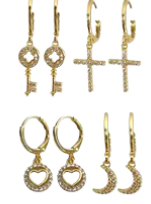 [YIWU0050] Arracada huggie Acero Inox con dije  