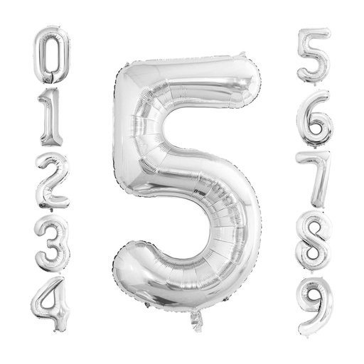 Globo Número 80 cm 32" Plateado