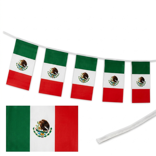 [STC20214460] Cadena de 20 Banderas de México 14x21  P-12244